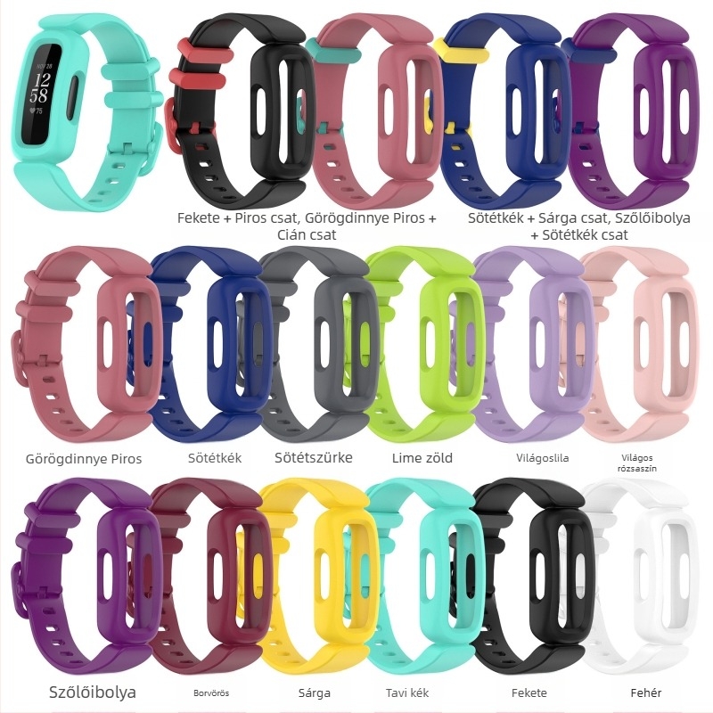 Qingtangfa szilikon karkötő Fitbit Ace 3 és Fitbit Inspire 2-höz – gyerekeknek sport karkötő, integrált