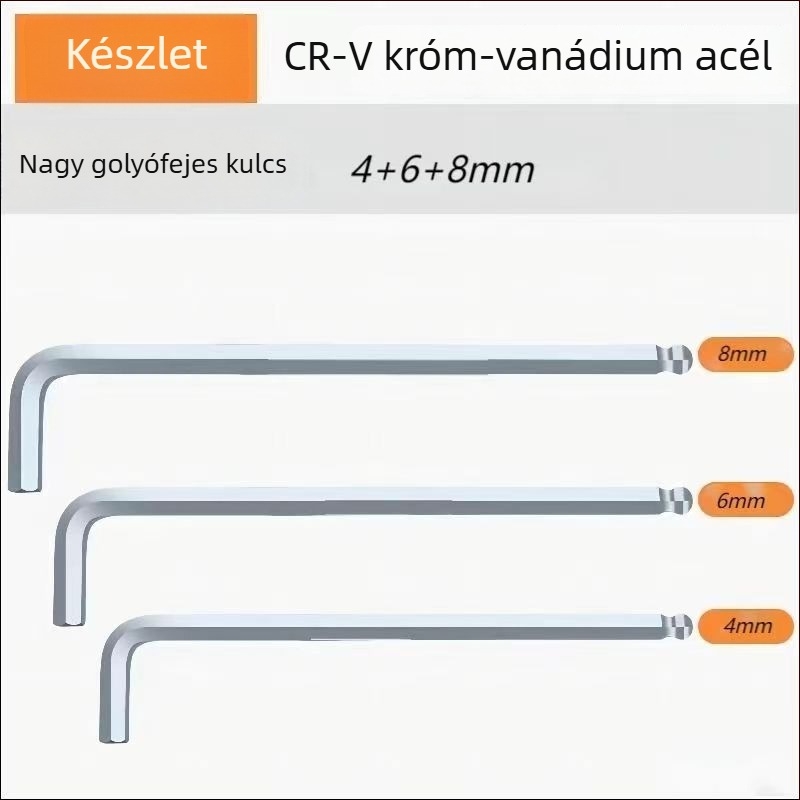 Belső hatszög kulcs készlet, L alakú gömbfejű szerszámok