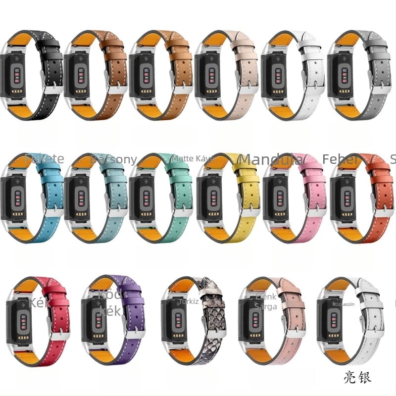 Óraszíj 18 mm, Fitbit Charge6/Charge5-hoz, valódi bőrből, 35 g, első réteg marhabőrből, 2021-ben került piacra