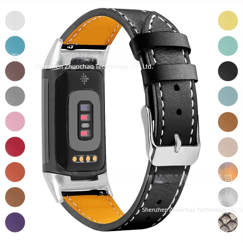 Óraszíj 18 mm, Fitbit Charge6/Charge5-hoz, valódi bőrből, 35 g, első réteg marhabőrből, 2021-ben került piacra