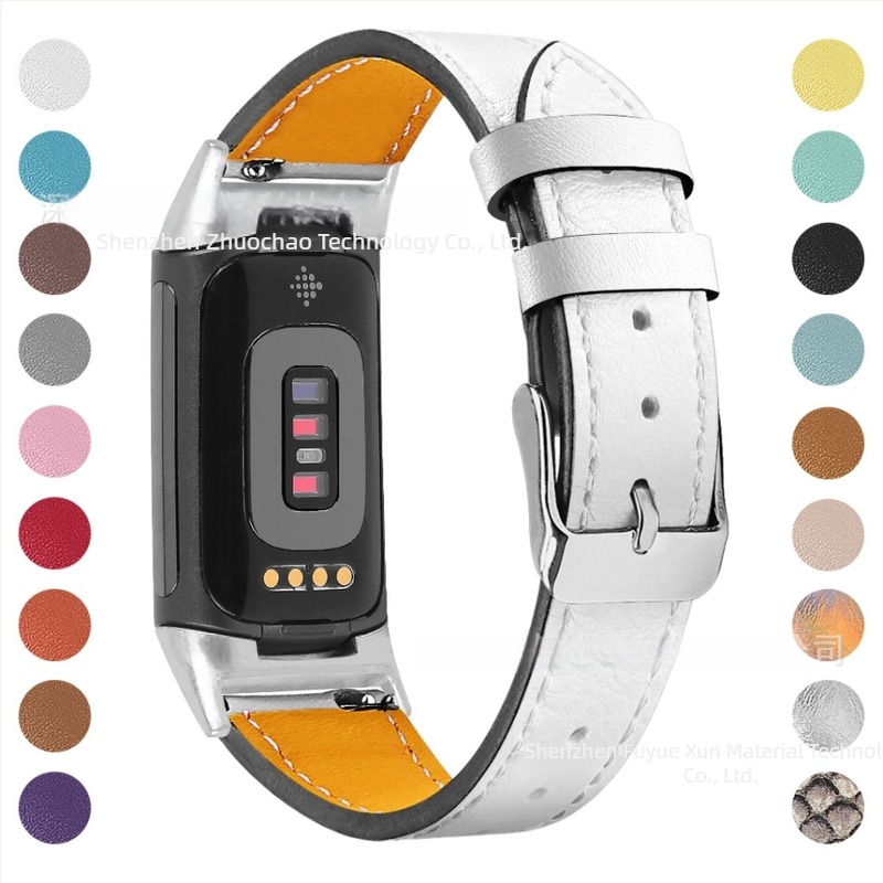Óraszíj 18 mm, Fitbit Charge6/Charge5-hoz, valódi bőrből, 35 g, első réteg marhabőrből, 2021-ben került piacra
