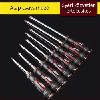 Mágneses króm-vanádium acélból készült csavarhúzó készlet, keresztházas és lapos fejű, PP/TPR markolattal