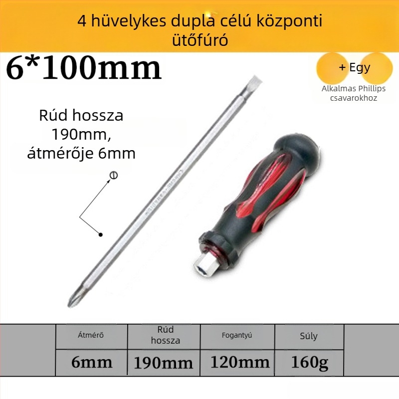 Mágneses króm-vanádium acélból készült csavarhúzó készlet, keresztházas és lapos fejű, PP/TPR markolattal