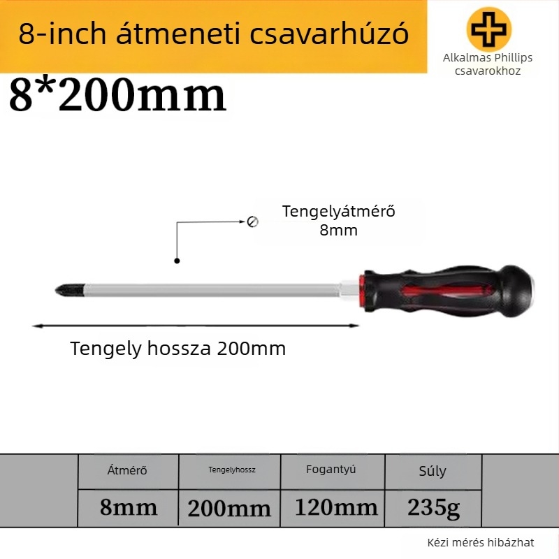 Mágneses króm-vanádium acélból készült csavarhúzó készlet, keresztházas és lapos fejű, PP/TPR markolattal