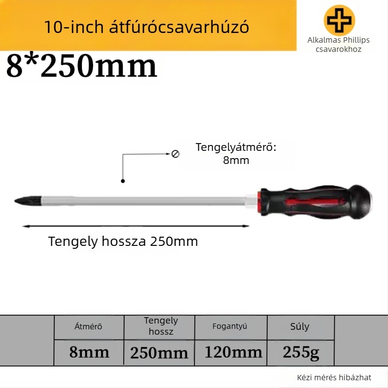 Mágneses króm-vanádium acélból készült csavarhúzó készlet, keresztházas és lapos fejű, PP/TPR markolattal