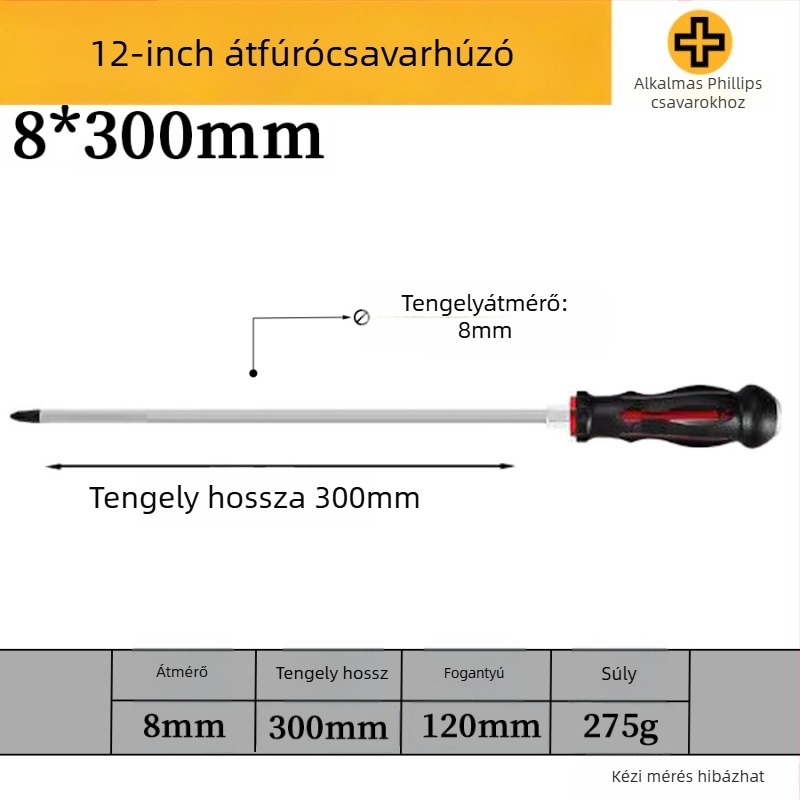 Mágneses króm-vanádium acélból készült csavarhúzó készlet, keresztházas és lapos fejű, PP/TPR markolattal