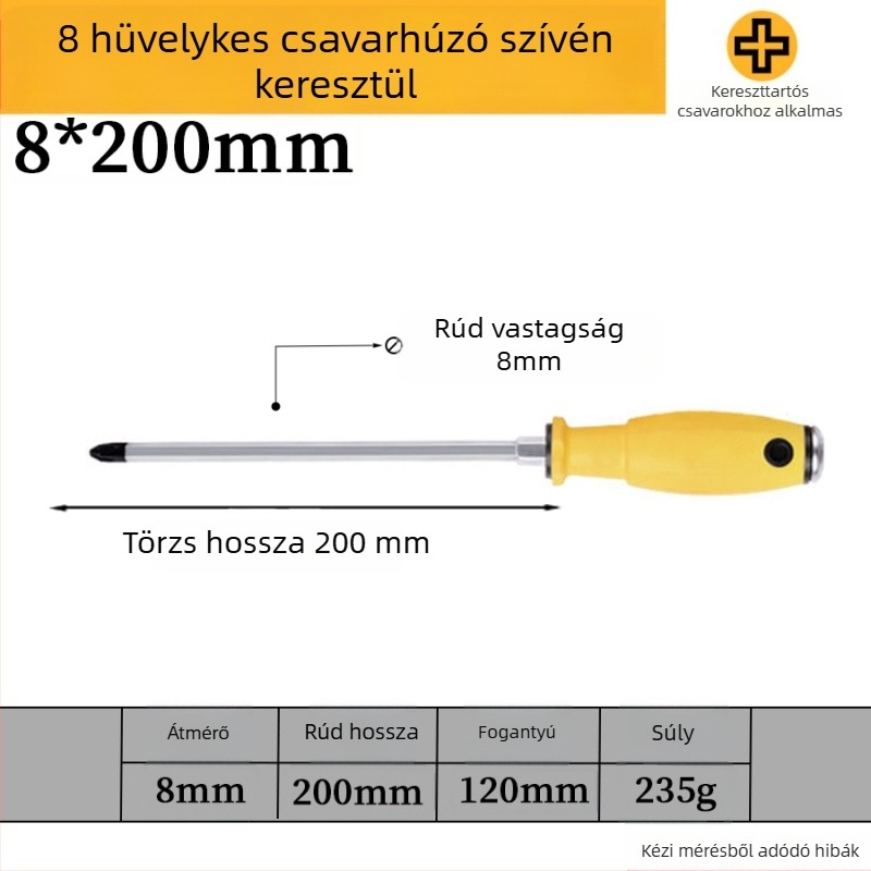 Mágneses króm-vanádium acélból készült csavarhúzó készlet, keresztházas és lapos fejű, PP/TPR markolattal