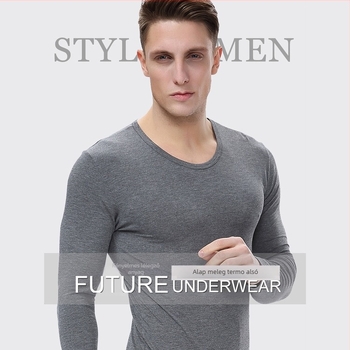 Férfi modal hosszú ujjú felső, kerek nyakú, egyszínű, 95% modal, tömeg 181-200 g/m2