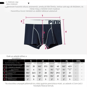 PINKHERO Férfi pamut boxeralsó – középmagas derekú, egyszínű minta, lélegző, antibakteriális, hasi szorítás