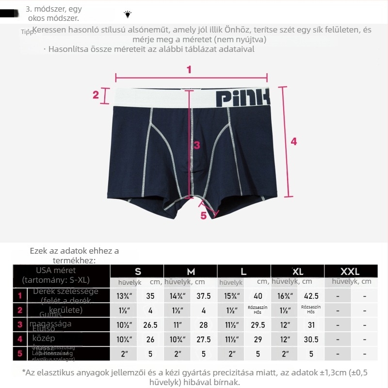 PINKHERO Férfi pamut boxeralsó – középmagas derekú, egyszínű minta, lélegző, antibakteriális, hasi szorítás