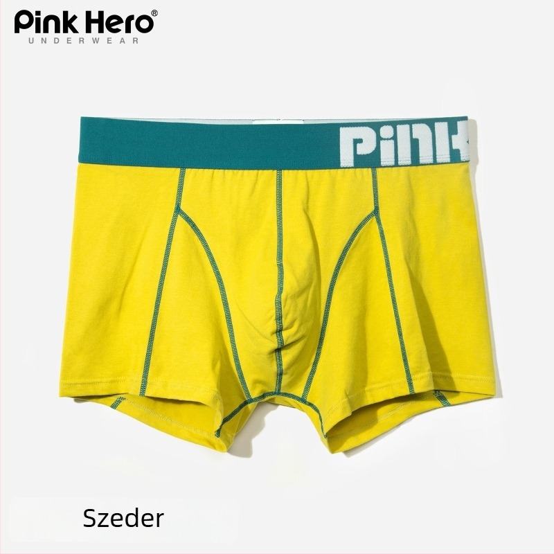 PINKHERO Férfi pamut boxeralsó – középmagas derekú, egyszínű minta, lélegző, antibakteriális, hasi szorítás