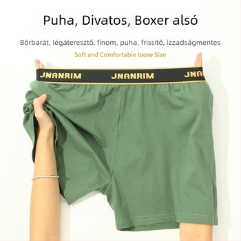 Férfi pamut boxeralsó, laza szabású, egyszínű, lélegző, középmagas derekú