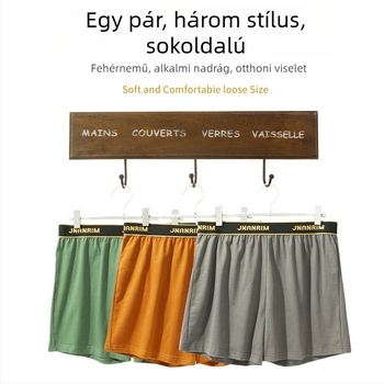 Férfi pamut boxeralsó, laza szabású, egyszínű, lélegző, középmagas derekú