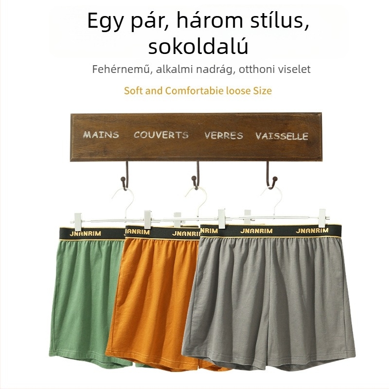 Férfi pamut boxeralsó, laza szabású, egyszínű, lélegző, középmagas derekú