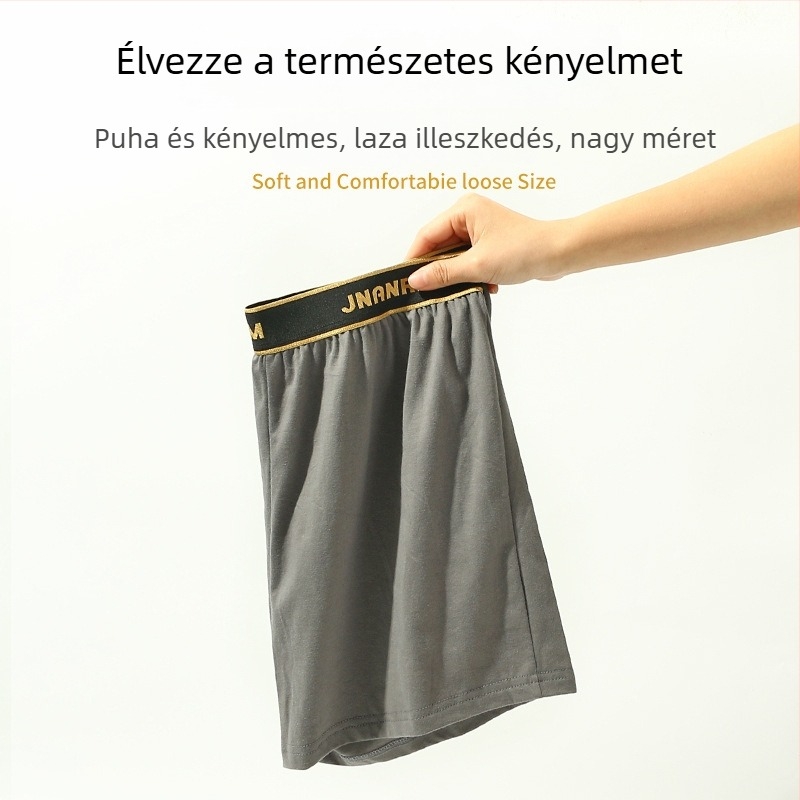 Férfi pamut boxeralsó, laza szabású, egyszínű, lélegző, középmagas derekú