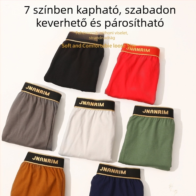 Férfi pamut boxeralsó, laza szabású, egyszínű, lélegző, középmagas derekú