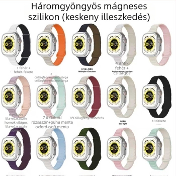 Apple Watchhoz készült mágneses szilikon óraszíj — mágneses csattal, testreszabható interfészméret