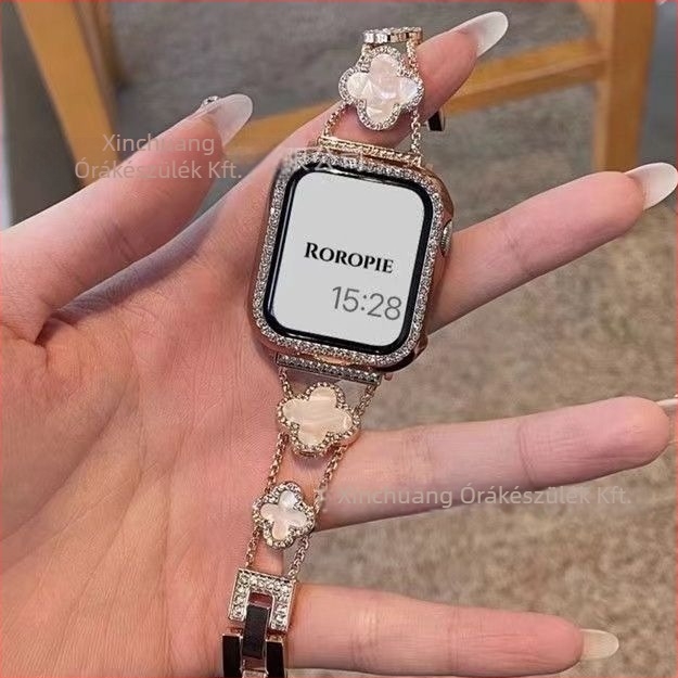 Gucini rozsdamentes acél óraszíj négylevelű lóhere motívummal Apple Watch-hoz, 20/22 mm, 45 g