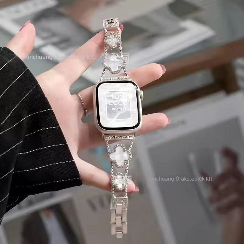 Gucini rozsdamentes acél óraszíj négylevelű lóhere motívummal Apple Watch-hoz, 20/22 mm, 45 g