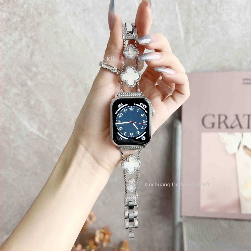 Gucini rozsdamentes acél óraszíj négylevelű lóhere motívummal Apple Watch-hoz, 20/22 mm, 45 g