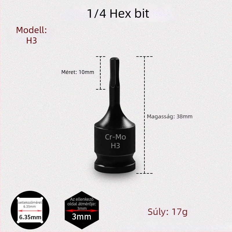 Galic pneumatikus hatszögtű csavarbehajtó gyorscserével, króm-molibdén acél, Zhejiang eredetű