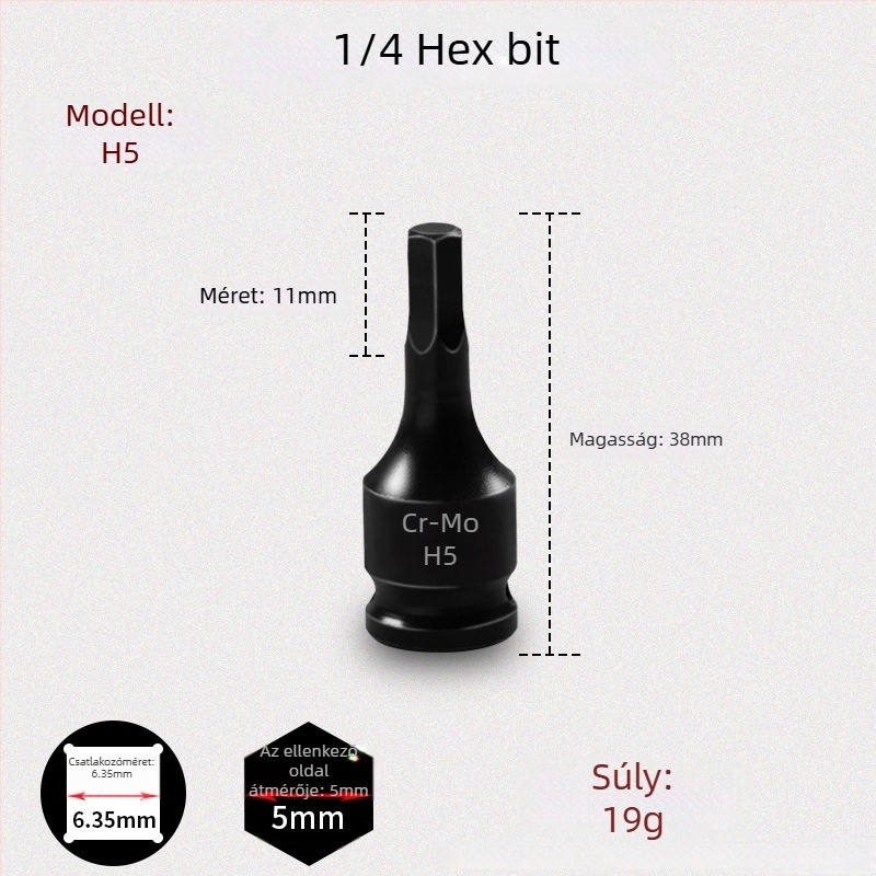 Galic pneumatikus hatszögtű csavarbehajtó gyorscserével, króm-molibdén acél, Zhejiang eredetű