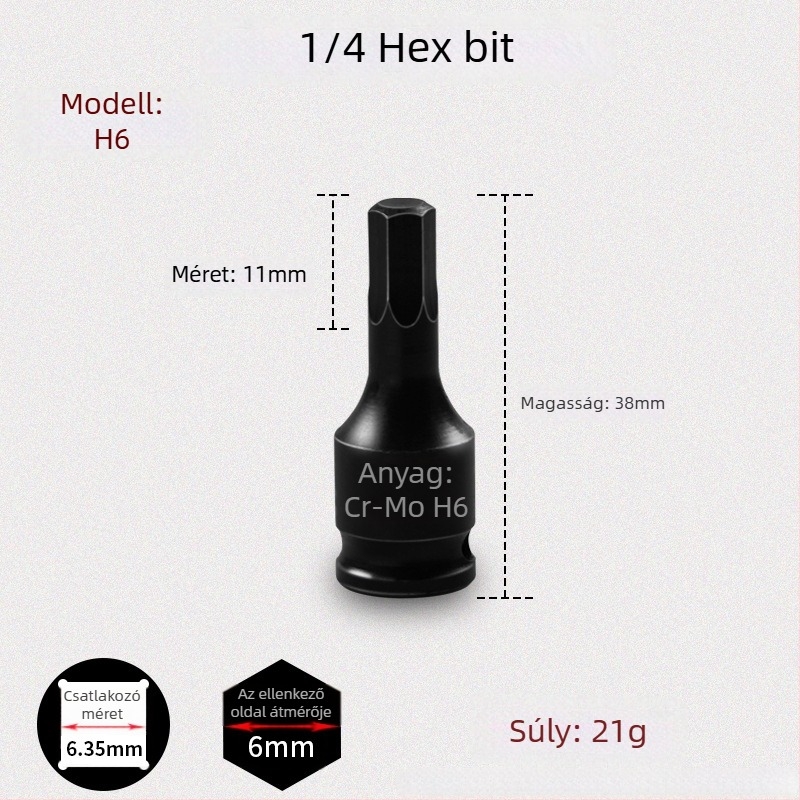 Galic pneumatikus hatszögtű csavarbehajtó gyorscserével, króm-molibdén acél, Zhejiang eredetű