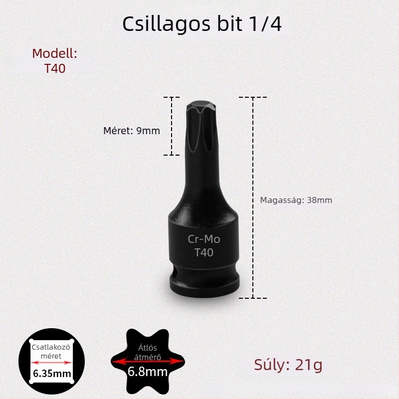 Galic pneumatikus hatszögtű csavarbehajtó gyorscserével, króm-molibdén acél, Zhejiang eredetű