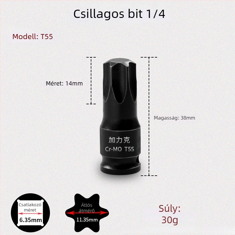 Galic pneumatikus hatszögtű csavarbehajtó gyorscserével, króm-molibdén acél, Zhejiang eredetű