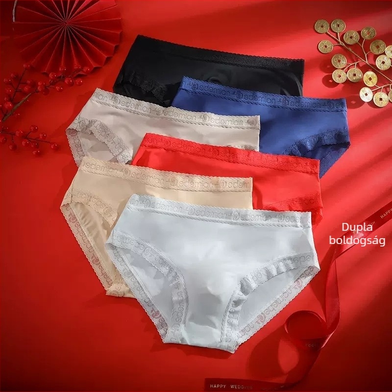 Férfi alsónemű ice silk anyagból, piros csipkével, 3D elülső rész, egy rétegű kivitel, a zodiákus évére