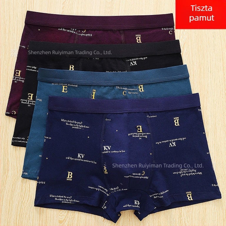 4 darab pamut antibakteriális férfi boxer brief, kényelmes és lélegző, nagy méret
