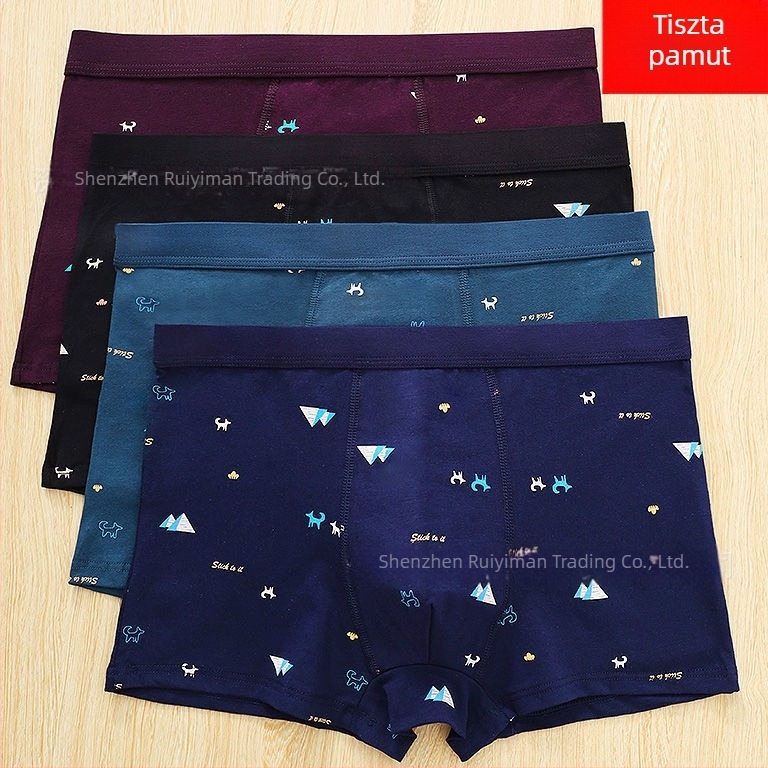 4 darab pamut antibakteriális férfi boxer brief, kényelmes és lélegző, nagy méret