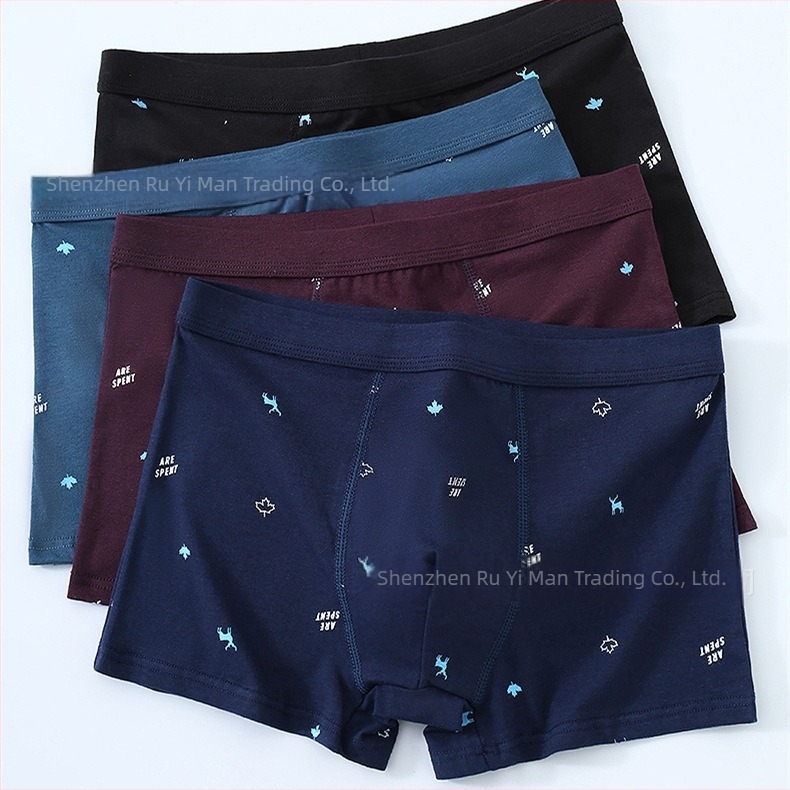 4 darab pamut antibakteriális férfi boxer brief, kényelmes és lélegző, nagy méret