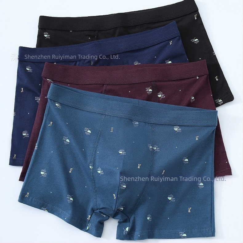 4 darab pamut antibakteriális férfi boxer brief, kényelmes és lélegző, nagy méret