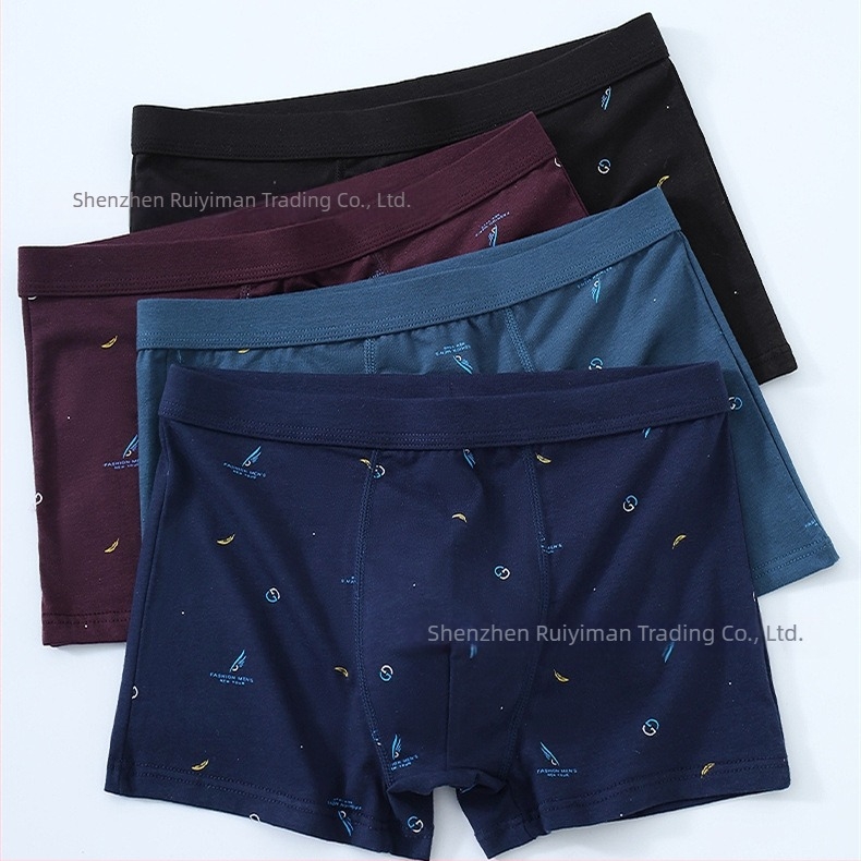 4 darab pamut antibakteriális férfi boxer brief, kényelmes és lélegző, nagy méret