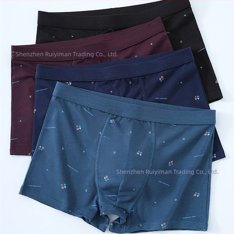 4 darab pamut antibakteriális férfi boxer brief, kényelmes és lélegző, nagy méret