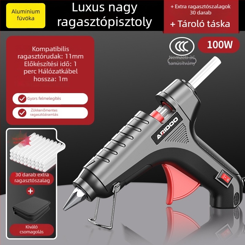 Forró ragasztópisztoly, 11 mm átmérő, erős, kézi, otthoni használatra, Airuidun