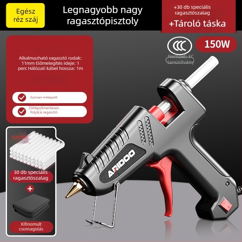 Forró ragasztópisztoly, 11 mm átmérő, erős, kézi, otthoni használatra, Airuidun