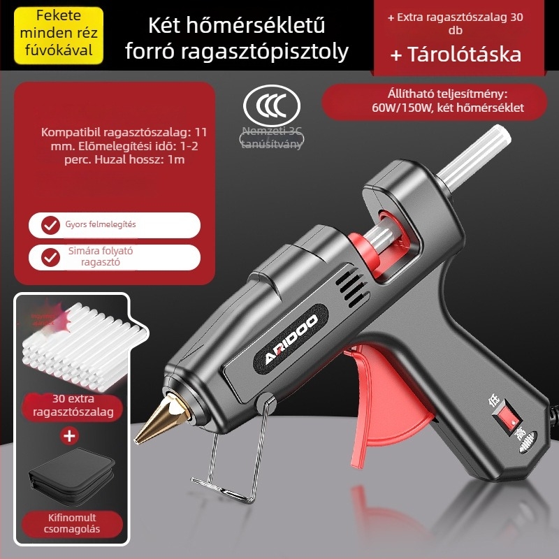 Forró ragasztópisztoly, 11 mm átmérő, erős, kézi, otthoni használatra, Airuidun
