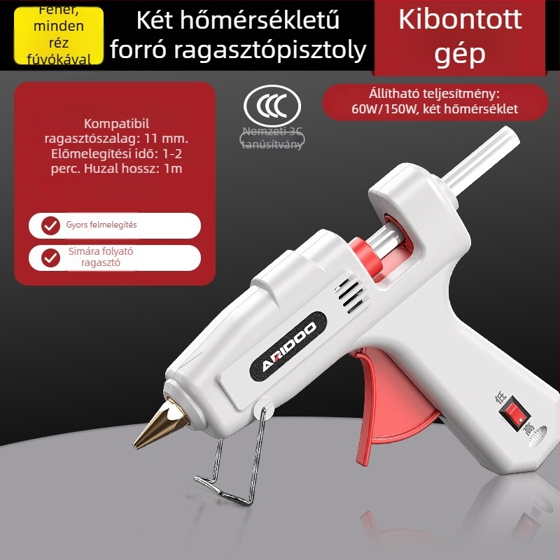 Forró ragasztópisztoly, 11 mm átmérő, erős, kézi, otthoni használatra, Airuidun