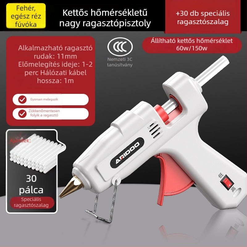 Forró ragasztópisztoly, 11 mm átmérő, erős, kézi, otthoni használatra, Airuidun