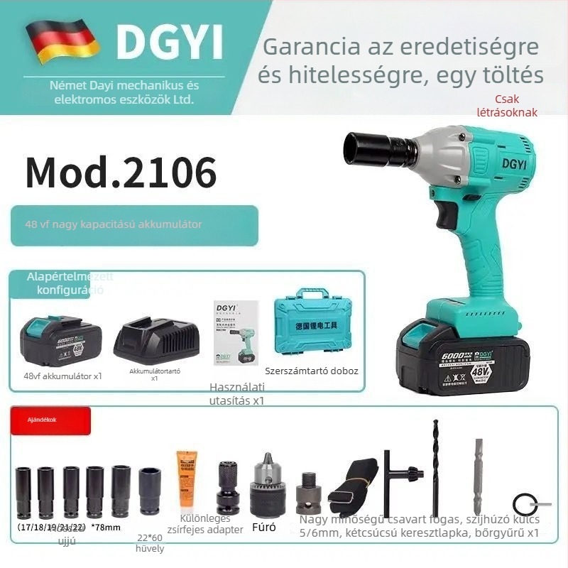 DGYI Brushless Ütőkulcs — Magas Nyomaték, 50V, 3500 Ütésszám