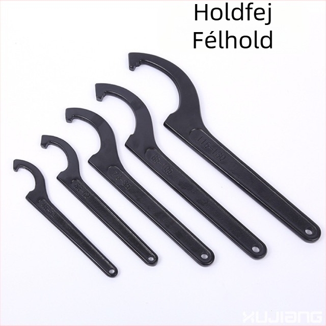 Horogfejű félhold alakú vízszerelő kulcs a vízmérőfedélhez; Anyag: 45# acél; Kialakítás: oldalsó nyílású körmű