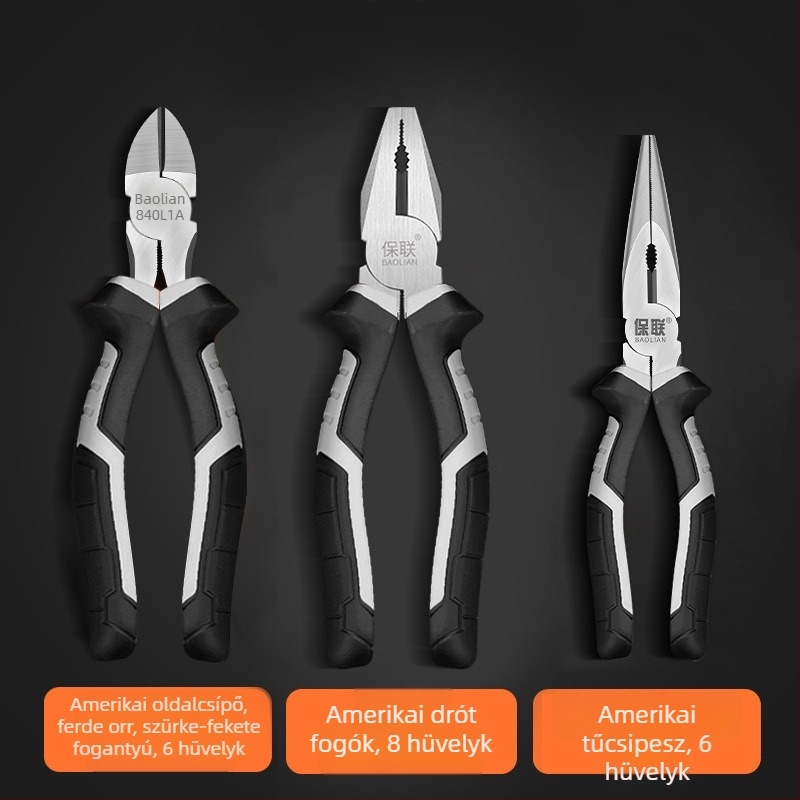 Tűhegyes és ferde orrú fogó elektroműszakiak számára, erőkímélő, ipari minőségű kéziszerszámok