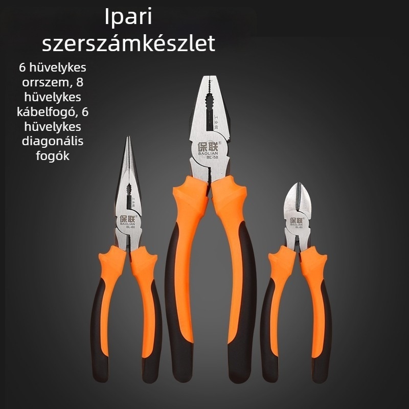 Tűhegyes és ferde orrú fogó elektroműszakiak számára, erőkímélő, ipari minőségű kéziszerszámok