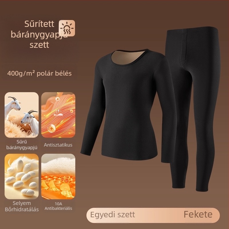 Woodpecker férfiaknak szánt báránygyapjú termikus alsóruha készlet, vastag és velúr belsővel, három réteg