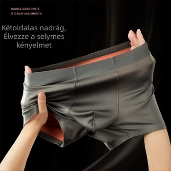Férfi Ice Silk 100S, kétoldalas Lenzing Modal és Mulberry Silk boxerbrief, középmagas derékú, légáteresztő, varrás nélküli