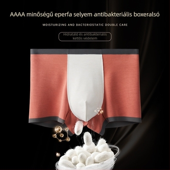 Férfi Ice Silk 100S, kétoldalas Lenzing Modal és Mulberry Silk boxerbrief, középmagas derékú, légáteresztő, varrás nélküli