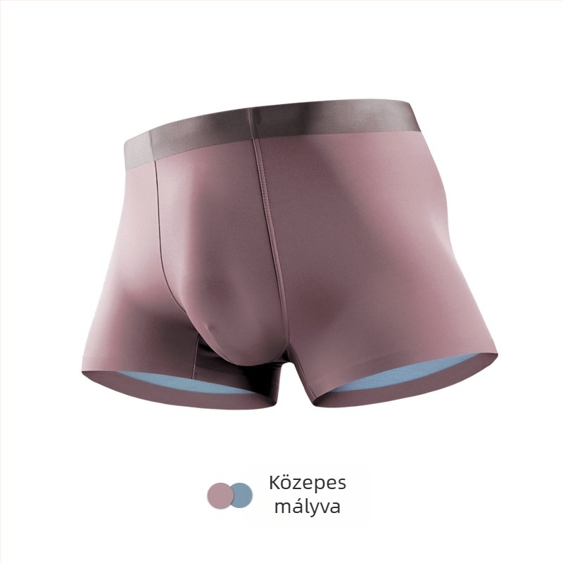 Férfi Ice Silk 100S, kétoldalas Lenzing Modal és Mulberry Silk boxerbrief, középmagas derékú, légáteresztő, varrás nélküli