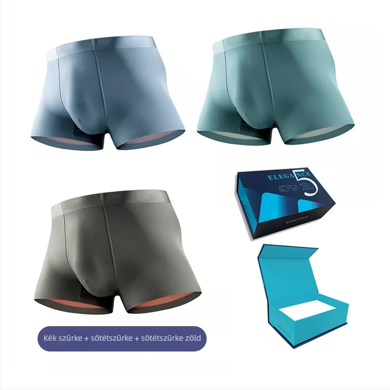 Férfi Ice Silk 100S, kétoldalas Lenzing Modal és Mulberry Silk boxerbrief, középmagas derékú, légáteresztő, varrás nélküli